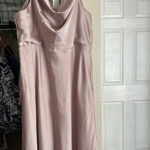Pink long cami satin dress